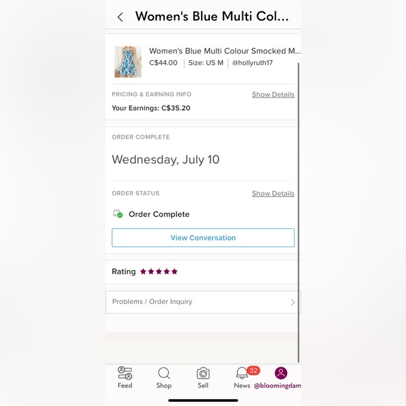 Women's Blue Multi Colour Smocked Mini Dress with side Pockets  Bohemian Y2K - Picture 7 of 8